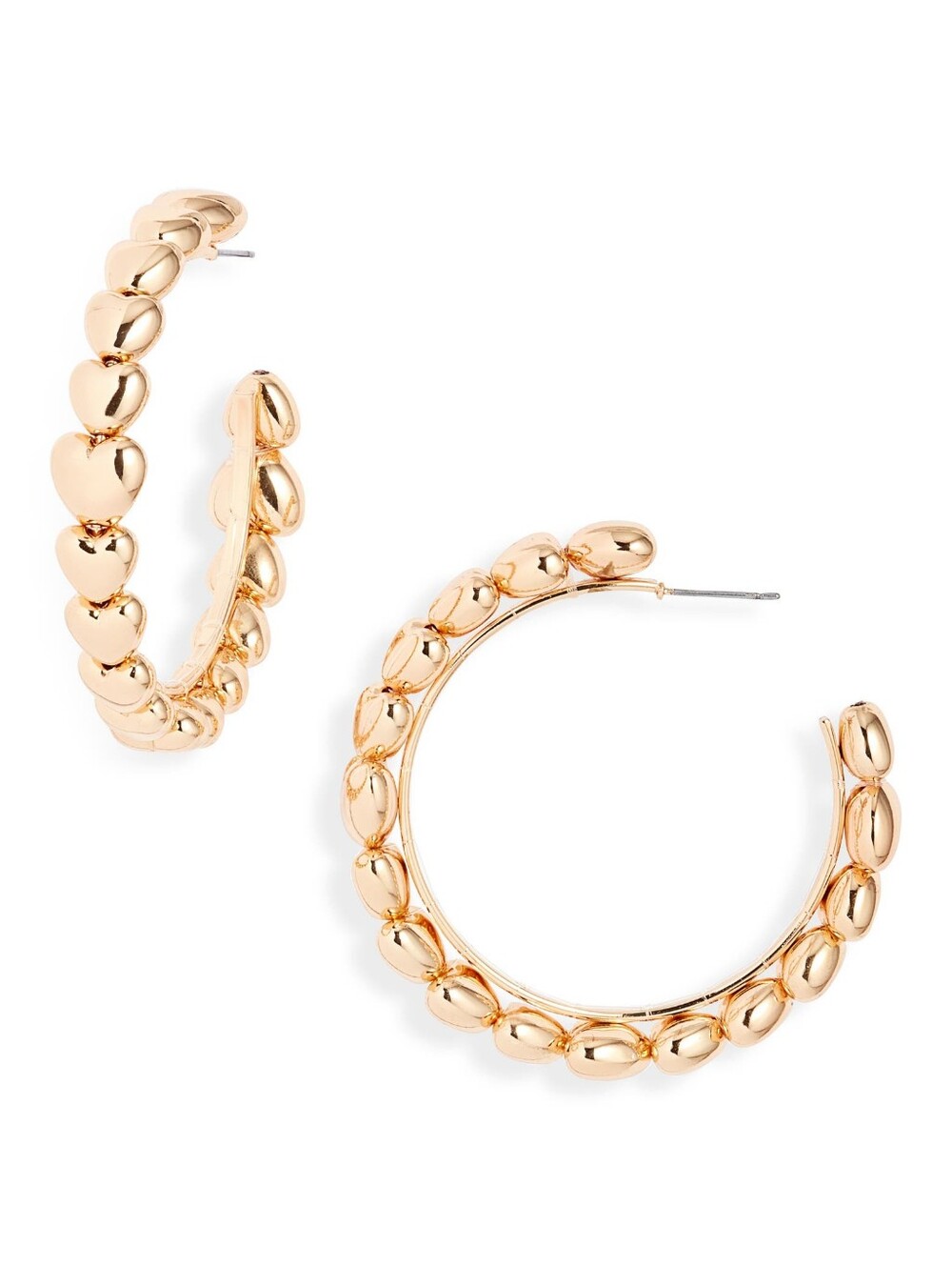 Open Edit Puffy Heart Hoop Earrings Gold 58mm NWT Y2K Romantic Statement CC